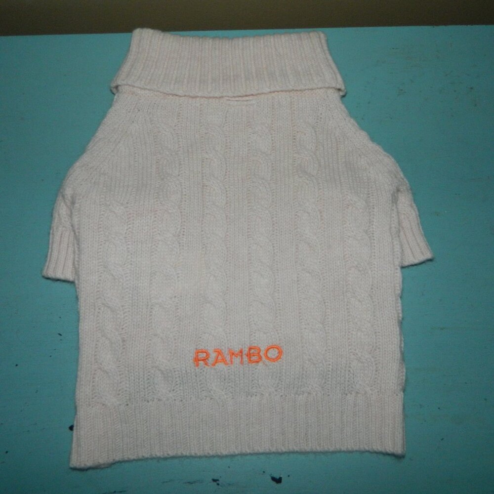 Mark & Graham Cable Knit Dog Sweater "RAMBO" Size L (DD-13)